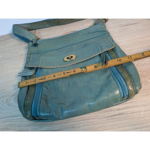 Fossil Long Live Vintage Green Leather Tote Bag Crossbody Bag Purse Key - Picture 5 of 6